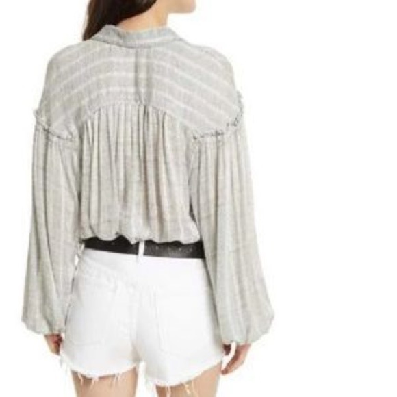 Free People Light Gray Button-Up Blouse - Picture 2 of 13